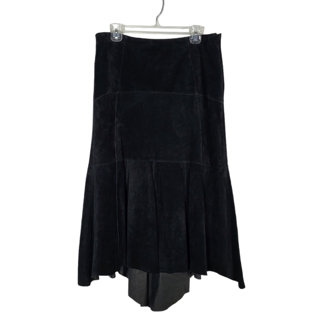 VTG CABI suede leather asymmetrical midi skirt NWT black